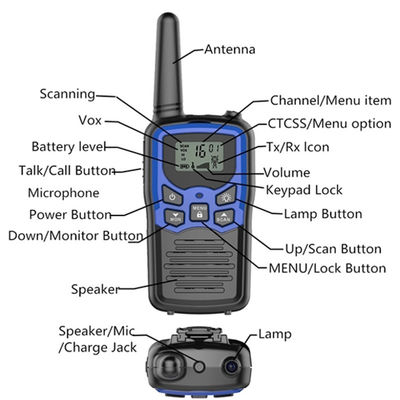Μεγάλη εμβέλεια 3-5 χλμ. κινητό τηλέφωνο PMR/FRS/GMRS με Walkie Talkie Toy και 10 ήχους κλήσης