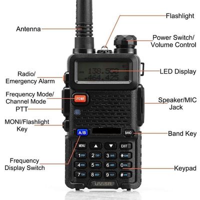 CE FCC RoHs πιστοποιημένο χειροκίνητο Bf UV-5R διπλό φάσμα VHF UHF ραδιόφωνο για εστιατόρια