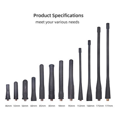 Μαύρη 2w UHF VHF Fm Walkie Talkie Rubber Antenna για επικοινωνία μεγάλων αποστάσεων