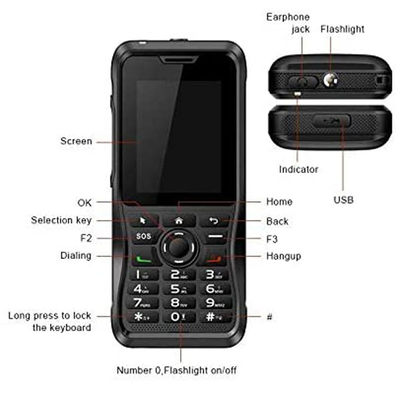 4G Δίκτυο Δύο Δρόμους Ραδιοφώνημα Zello T310 ανθεκτικό 4G Poc κινητό τηλέφωνο με 2,4 ιντσών Μικρό πληκτρολόγιο
