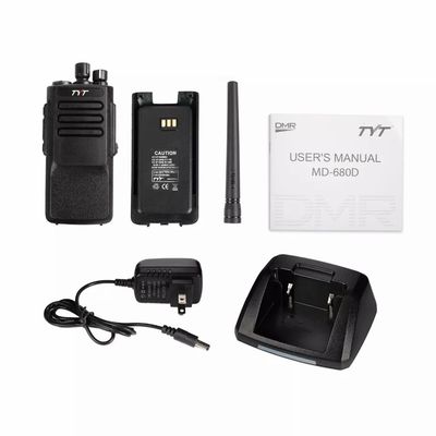 Χεριζόμενο μαύρο TYT MD-680D IP67 Αδιάβροχο 10W DMR Επαγγελματικό VHF/UHF Walkie Talkie
