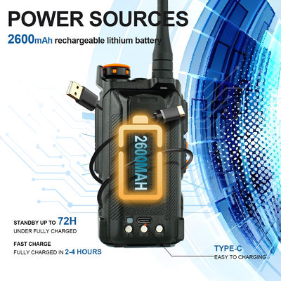 Μακροδιάρρηξη Full Band UV-K6 Τύπου-C Φορτίο Walkie Talkie με 1400MAH Standard μπαταρία