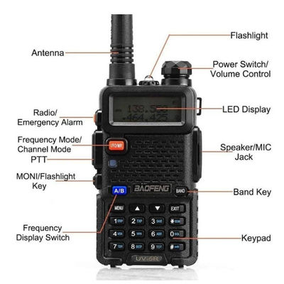 128 κανάλια Baofeng UV-5R Walkie-Talkie Ανθεκτικό στο νερό 5-10KM Πεδίο VHF UHF συχνότητα