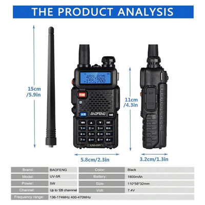 128 κανάλια Baofeng UV-5R Walkie-Talkie Ανθεκτικό στο νερό 5-10KM Πεδίο VHF UHF συχνότητα