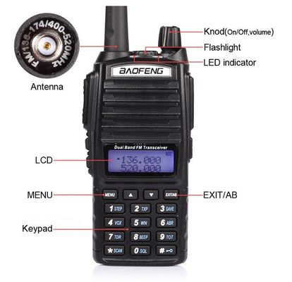 220g Μαύρο UV82 8W BAOFENG Διπλή ζώνη 2 Way Walkie Talkie UV-82 και Radio Top Πώληση