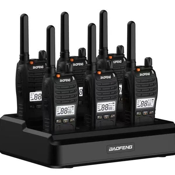 Έξι οδοι φορτιστής Walkie Talkie με εύρος συχνοτήτων 136-174/403-527MHZ και λειτουργία VOX